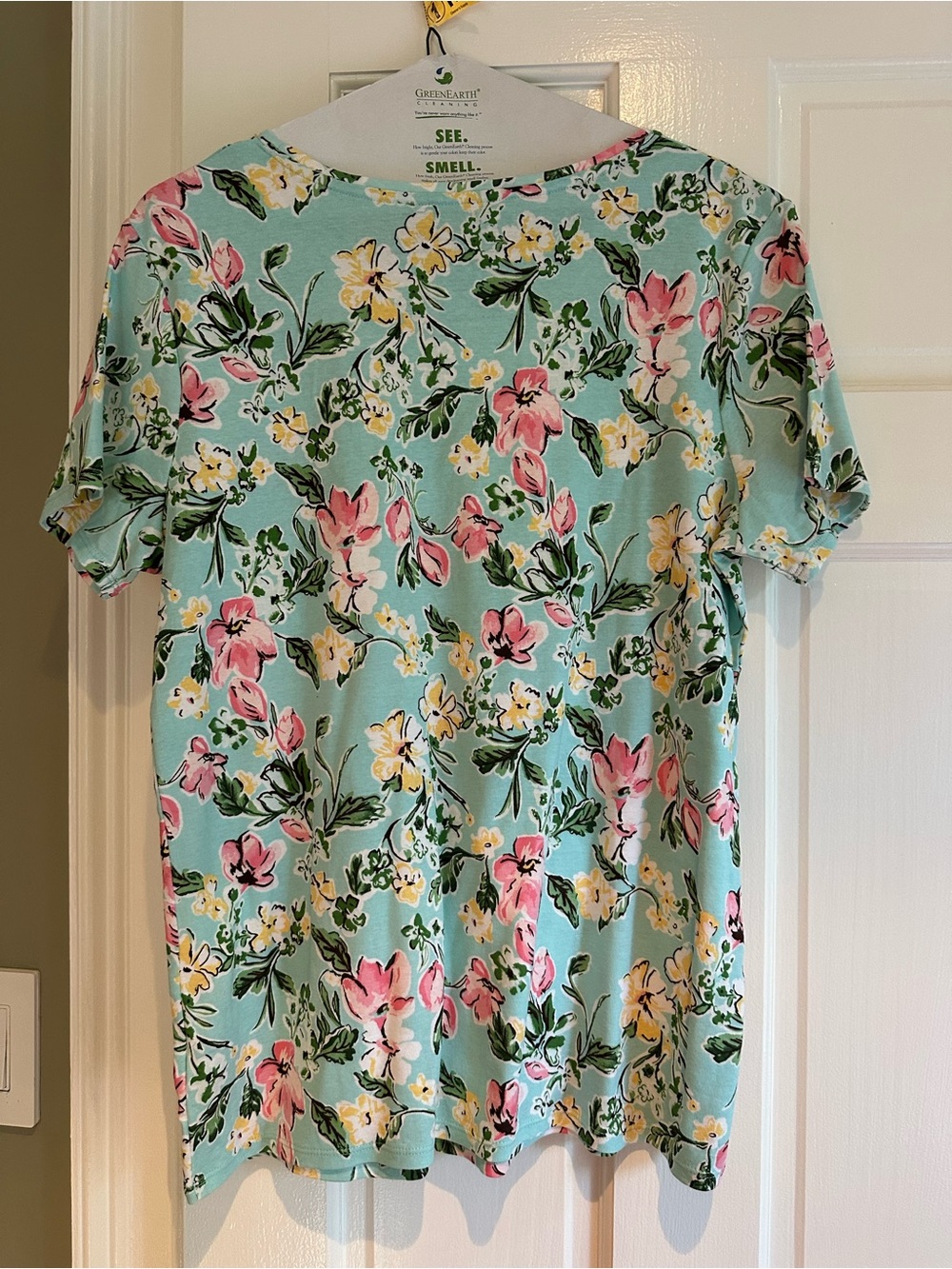 croft & barrow Mint Floral Short Sleeve Tee - Picture 3 of 3